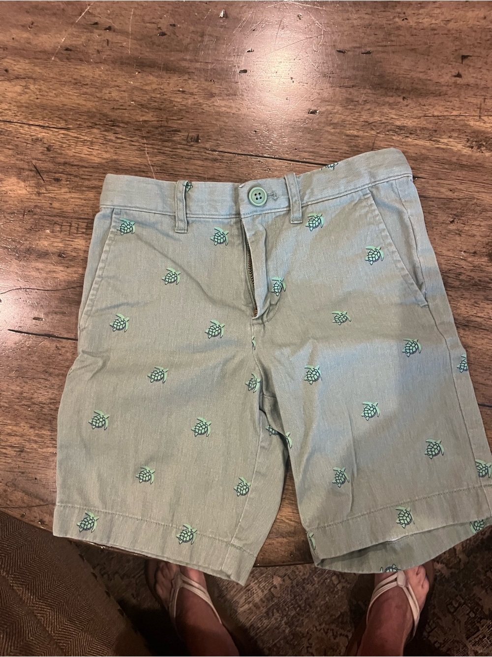 J. Crew Light Sage Embroidered Pineapple Shorts